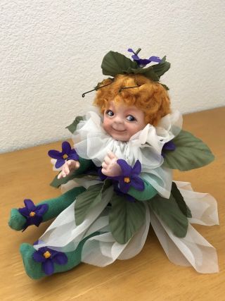 Vintage Artist Garden Violet Flower Fairy Doll 9.  5 " A Tita Signed Le150