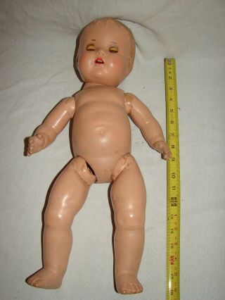 Vintage Composition 18 Inch Baby Doll Painted Face Teeth Parts Repair Restore