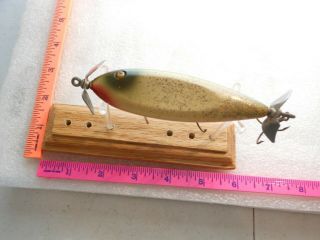 Vintage Creek Chub Injured Minnow Fishing Lure Wood Glass Eyes