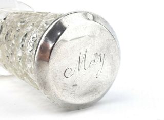 Antique Edwardian Sterling Silver Pot Jar Hobnail Cut Glass Engraved Mary 1909 5