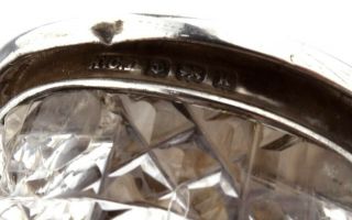 Antique Edwardian Sterling Silver Pot Jar Hobnail Cut Glass Engraved Mary 1909 6