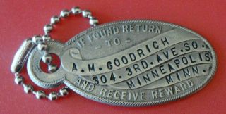 Antique Key Fob Tag: A.  M.  Goodrich; Lima Ohio