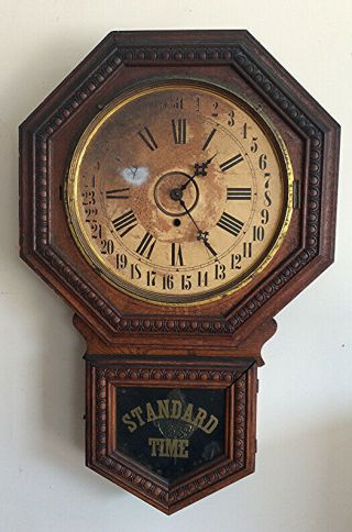 Antique Standard Time Clock Calendar Attributed To Gilbert Or Conn.  Maker