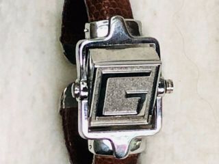Vintage Gucci Flip Watch (silverstone Square W Large G,  Other Face Is Time)