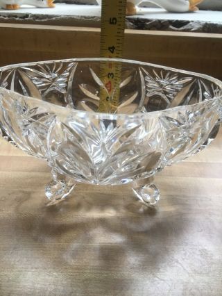 Vintage Cut Glass Crystal 4 Footed Serving Dish Bowl 1940 - 50’s 7” X 5”