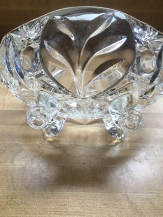 Vintage Cut Glass Crystal 4 Footed Serving Dish Bowl 1940 - 50’s 7” X 5” 4
