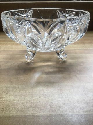 Vintage Cut Glass Crystal 4 Footed Serving Dish Bowl 1940 - 50’s 7” X 5” 6