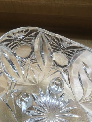 Vintage Cut Glass Crystal 4 Footed Serving Dish Bowl 1940 - 50’s 7” X 5” 8