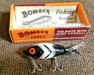 Vintage Bomber Lure 206,  Black & White Rare With Paper