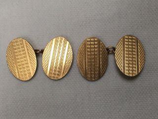 Art Deco C1930 to 1940s Antique 12ct gold front and back cufflinks 3