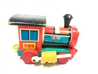Vintage 1963 Fisher Price Wooden Huffy Puffy Train 999 Engine Only 2