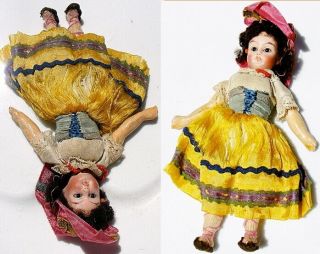 Vintge Doll String Joints Bisque Head Composition Limbs Orig Clothing Glass Eyes