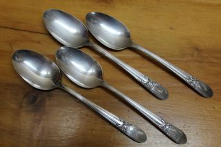 4 Wm Rogers Is Beloved Pattern Silverplate Place / Oval Soup Spoons
