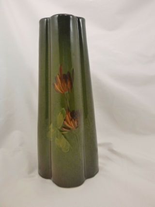 Antique Arts Crafts Standard Glaze Owens Pottery Vase Utopian 11 3/8 " Cylinder