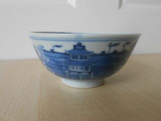 Antique Chinese Porcelain Blue & White Bowl.  Character Marks