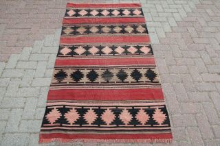 Antalya Turkish Kilim Rug Modern Kelim Wool Rug Floor Carpet 39,  3 " X69,  2 " Area Rug