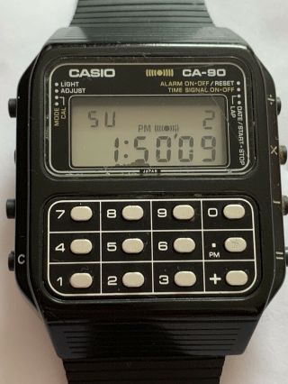 Vintage Casio Ca - 90 Digital Lcd Calculator Watch.  Great Example And.