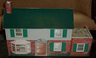 Vintage Marx Tin Dollhouse 2 Stories - 6 Rooms 1/16 Sized Hard To Find