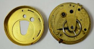 Parts/repair Jw Benson London Fusee Pocket Watch Movement,  Face Antique Vtg