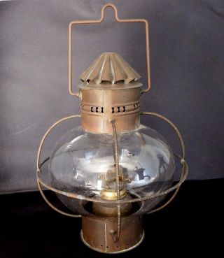Antique Rare Brass Nautical Kerosene Ship Lamp Lantern Marine Light Circa 1920