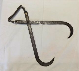 Antique Vintage Refrigerator Ice Block Carrier Tongs Tool Link Handle Style