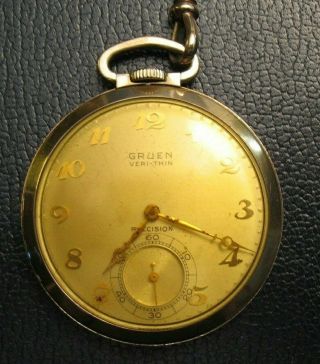 Gruen Veri - Thin 17jewels Pocket Watch 10k Gold Filled Case