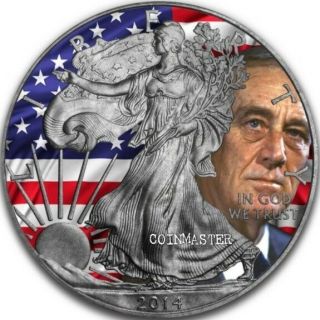 2014 1 Oz Silver American Eagle Antique Ussr Vs Usa Wwii Cold War Coin.