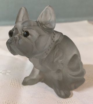 Vintage/antique Czech Frosted Glass French Bulldog