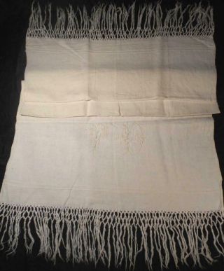 Awesome Vintage Homespun Linen Fringed Farm Table Runner,  Towel,  25 " X54 "