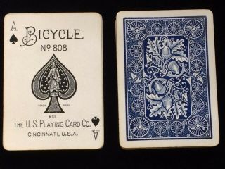 Bicycle 808 Acorn Back C1900 Antique Vintage Playing Cards Deck Uspc Ivory