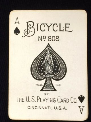 Bicycle 808 Acorn back c1900 antique vintage playing cards deck USPC Ivory 2