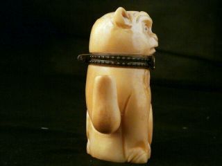 Pure Chinese Bone Hand Carved Monkey Little Pot O020 4