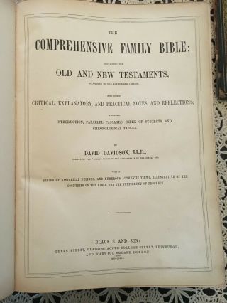 Huge Antique Davidson ' s Comprehensive Family Bible 1852 6