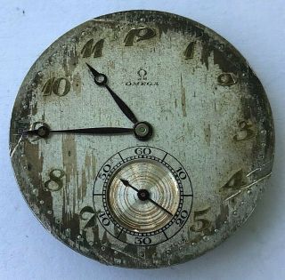 12s - Antique 1915 Omega Hand Winding Pocket Watch Movement,  Cal.  39.  1