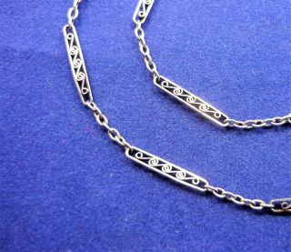 Antique Very RARE 14kt White Gold long links pocket watch Chain fob 13.  5 inch 2