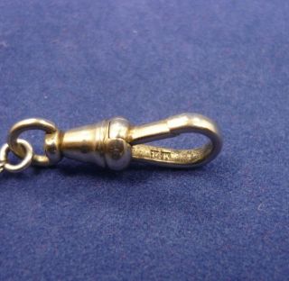 Antique Very RARE 14kt White Gold long links pocket watch Chain fob 13.  5 inch 3