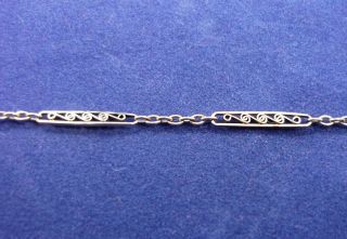 Antique Very RARE 14kt White Gold long links pocket watch Chain fob 13.  5 inch 4