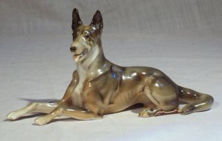 Vintage Lorenz Hutschenreuther Dog Porcelain Figurine Paper Label