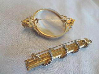 2 Fabulous Antique Victorian Brooches - Steel Cuts - Pearl 4