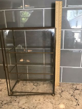 Vintage Display Case Brass Glass 9x6” 6
