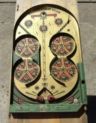 Antique Wooden " Gold Star " Bagatelle Game By Lindstrom Tool & Toy Co.