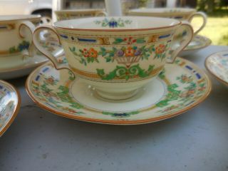 11pc Antique Royal Doulton Double Handle Cream Soup Bowl Cups