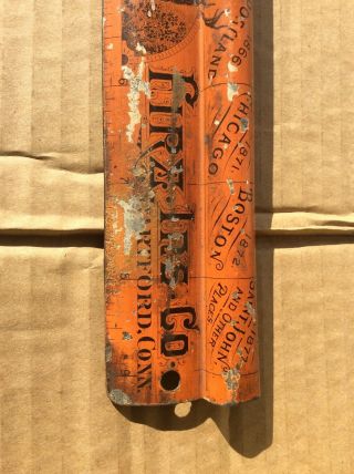 ANTIQUE EARLY 1900 ' s TIN LITHO HARTFORD FIRE INSURANCE Co.  ADVERTISING RULER 4