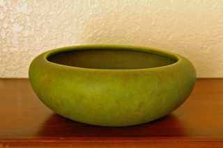 Magnificent Antique Roseville Pottery Early Carnelian Cabinet Bowl Matte Green