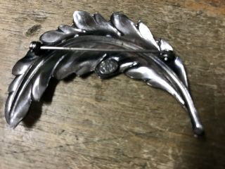 925 Sterling Silver - Vintage Antique Jewelry Leaf Brooch 2