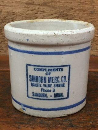 Antique Advertising Red Wing Beater Jar/crock Sanborn Merc.  Co Sanborn Minnesota