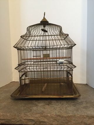 Antique Hendryx Bird Cage With Feeder