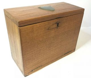 Antique Vintage Edwardian Solid Oak Stationary Box - Fountain Pen / Pencil Box