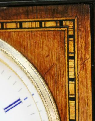 Small Antique French Mantel Clock 8 Day Inlaid Walnut & Ebonised Bell Striking 7