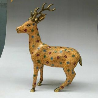 Chinese Ancient Cloisonne Statue Hand - Carved Exquisite Large Deer G7